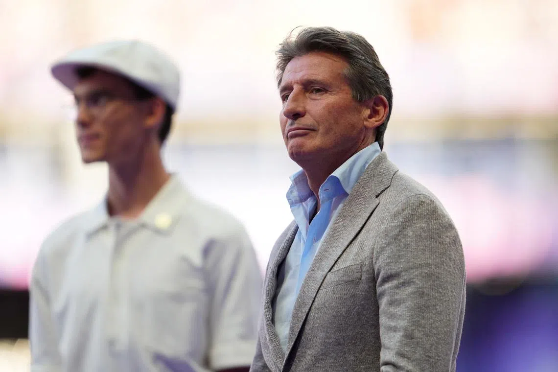 FILE PHOTO: Paris 2024 Olympics - Athletics - Women's 800m Victory Ceremony - Stade de France, Saint-Denis, France - August 06, 2024. World Athletics President Sebastian Coe during the ceremony REUTERS/Aleksandra Szmigiel/File Photo
