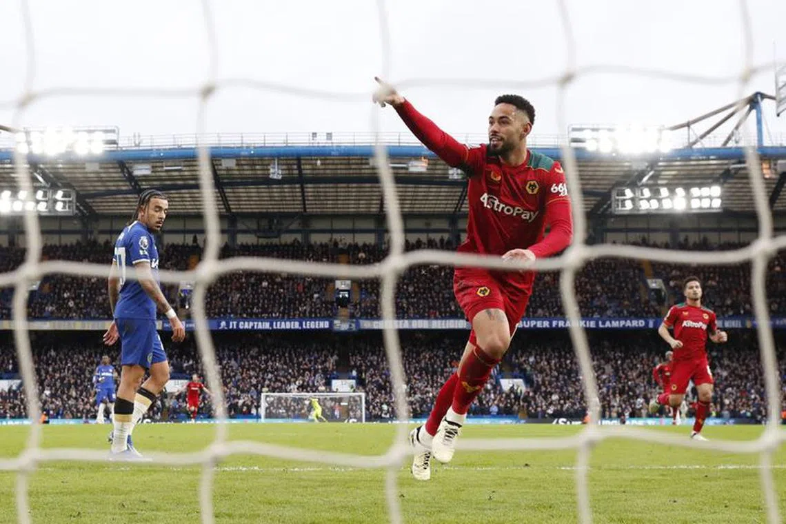 Soccer Football - Premier League - Chelsea v Wolverhampton Wanderers - Stamford Bridge, London, Britain - February 4, 2024 Wolverhampton Wanderers' Matheus Cunha celebrates scoring their third goal Action Images via Reuters/Matthew Childs/ File photo