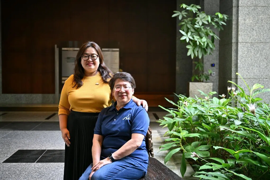 (From left) Yvonne Tan, President of the Singapore Institute of Landscape Architects, and Tay Bee Choo, an industry veteran, at the Singapore Landscape Architecture Exhibition at The URA Centre, on Mar 16, 2026.