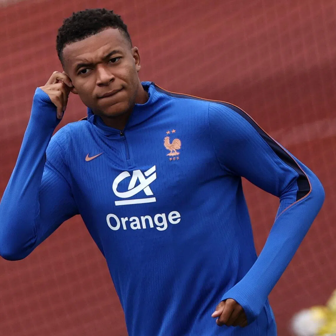 France's forward #10 Kylian Mbappe attends a training session at Bentley University in Waltham, near Boston, on July 07, 2026, during the 2026 World Cup football tournament. (Photo by FRANCK FIFE / AFP)