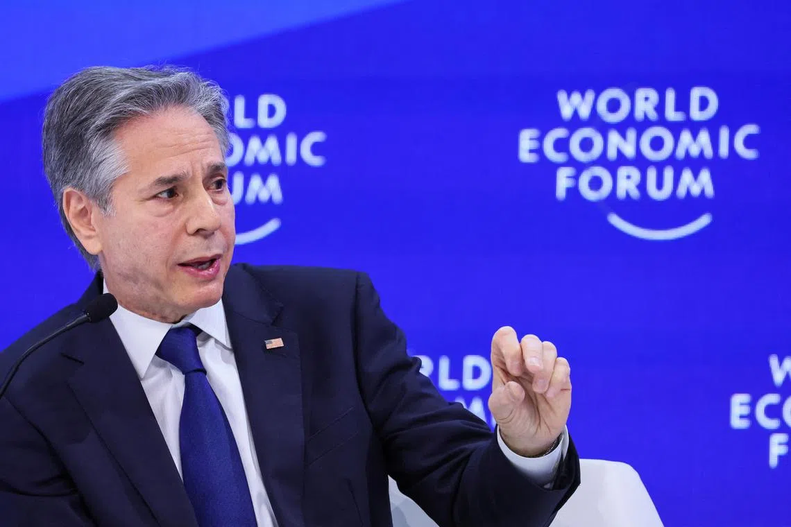 US Secretary of State Antony Blinken attends the 54th annual meeting of the World Economic Forum in Davos, Switzerland.