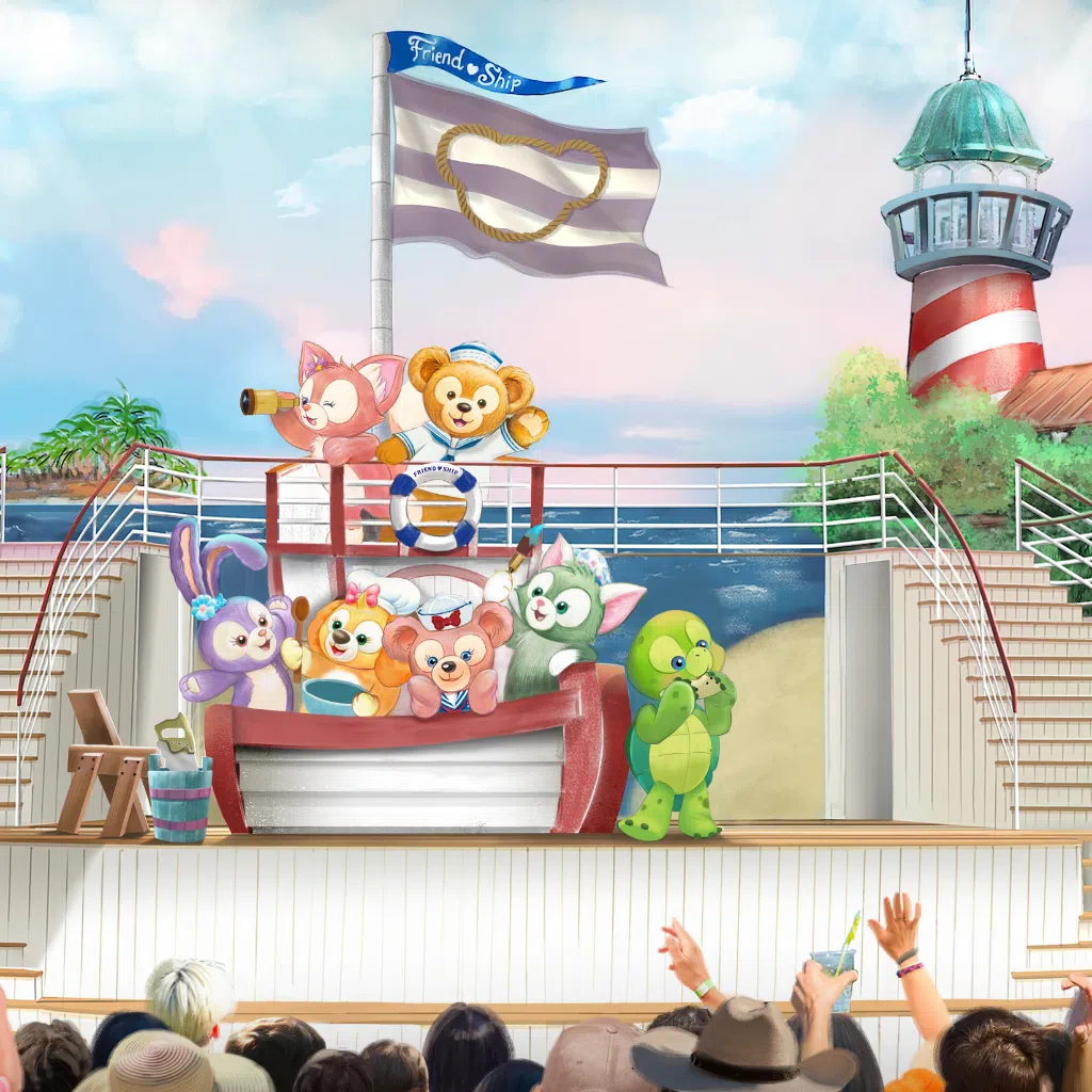 Join Duffy and his friends as they set sail on an imaginative journey that celebrates friendship and creativity in Duffy and The Friend Ship at Disney Imagination Garden.