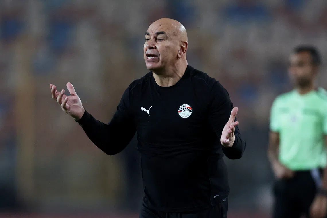 Soccer Football - International Friendly - Egypt v Nigeria - Cairo International Stadium, Cairo, Egypt - December 16, 2025 Egypt coach Hossam Hassan reacts during the match REUTERS/Amr Abdallah Dalsh