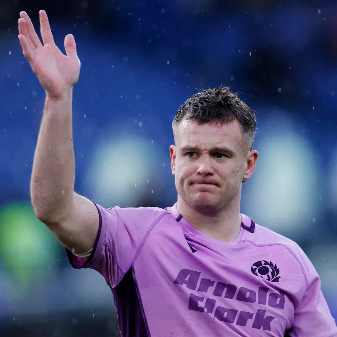 Rugby Union - Six Nations Championship - Italy vs Scotland - Stadio Olimpico, Rome, Italy - February 7, 2026 Scotland's Darcy Graham applauds fans after the match REUTERS/Remo Casilli