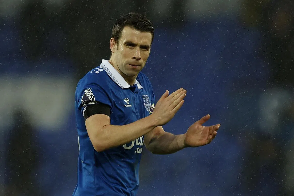 Everton's Seamus Coleman applauding fans after the 0-0 draw with Aston Villa. The Toffees skipper became the club's record English Premier League appearance-maker on 355 matches.