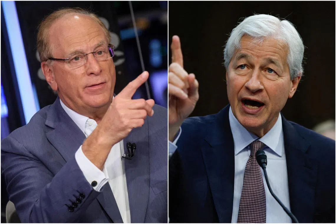 BlackRock CEO and co-founder Larry Fink (left) and JPMorgan Chase chief executive Jamie Dimon sent out their annual shareholder letters.