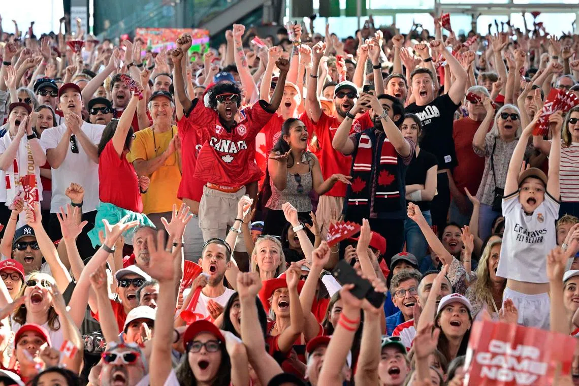 Canada fans also gathered in Vancouver to watch their team thrash Qatar 6-0.
