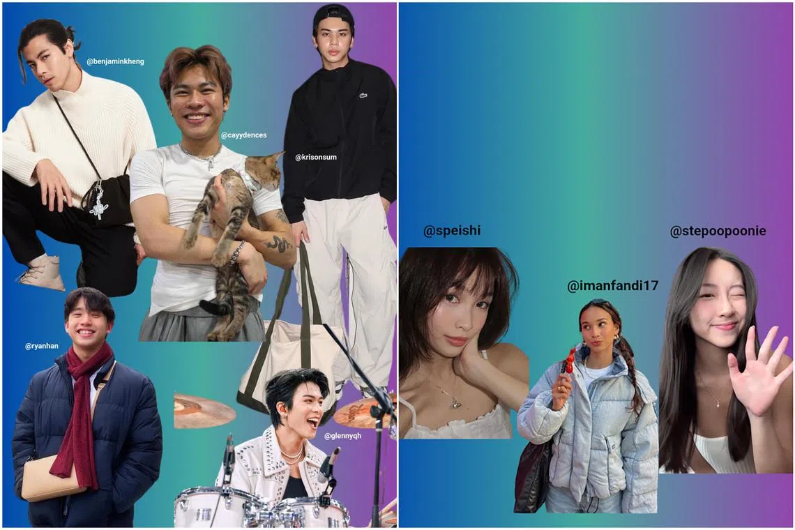 Influencers cited by young people as representing the ideal Singaporean male and female.