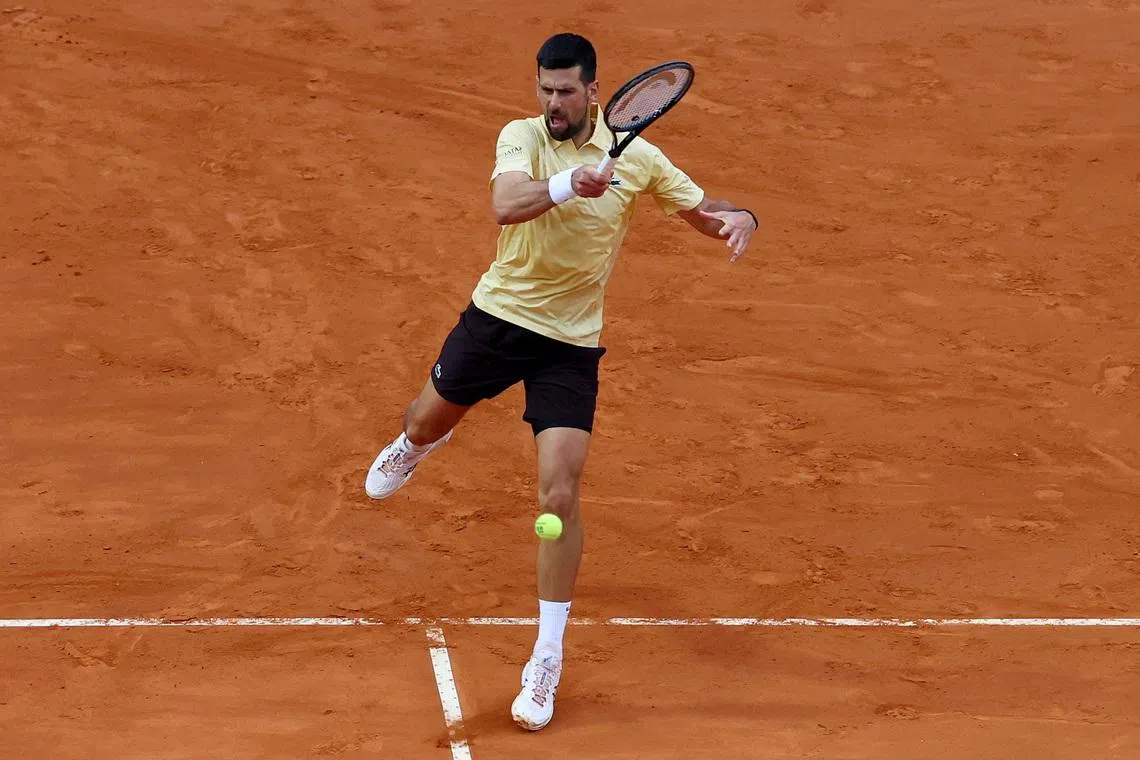 Tennis - Italian Open - Foro Italico, Rome, Italy - May 8, 2026 Serbia's Novak Djokovic in action during his second round match against Croatia's Dino Prizmic REUTERS/Ciro De Luca