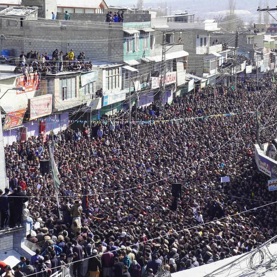 Shiite Muslims gather during an anti-US and Israel protest in Skardu in Pakistan's Gilgit-Baltistan region on March 1.