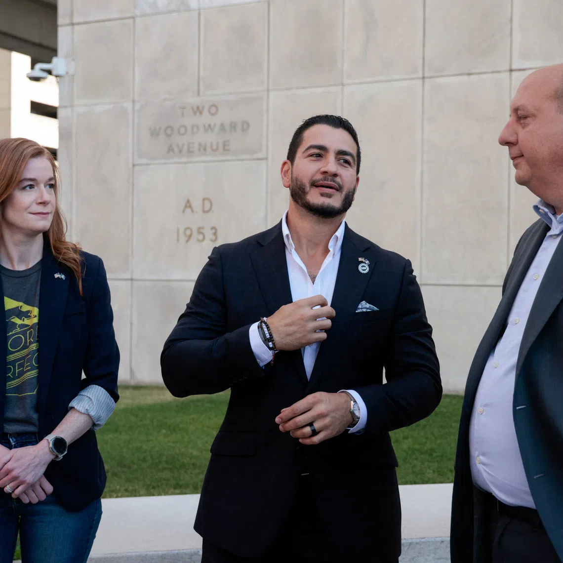 Abdul El-Sayed (centre) is winner of Michigan’s Democratic US Senate primary.