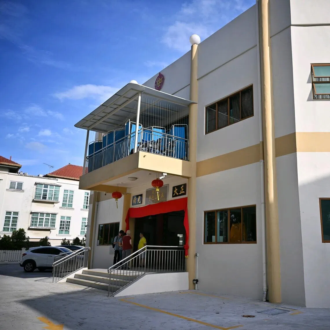 When ST visited the home on June 18, screens had been put up at the second-floor balcony to block the view of the home from the road.