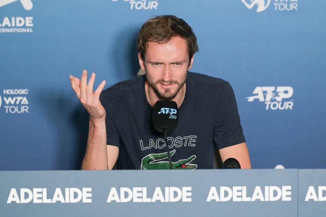 Russian tennis player Daniil Medvedev attending a press conference at the ATP Adelaide International tournament in Adelaide on Sunday.