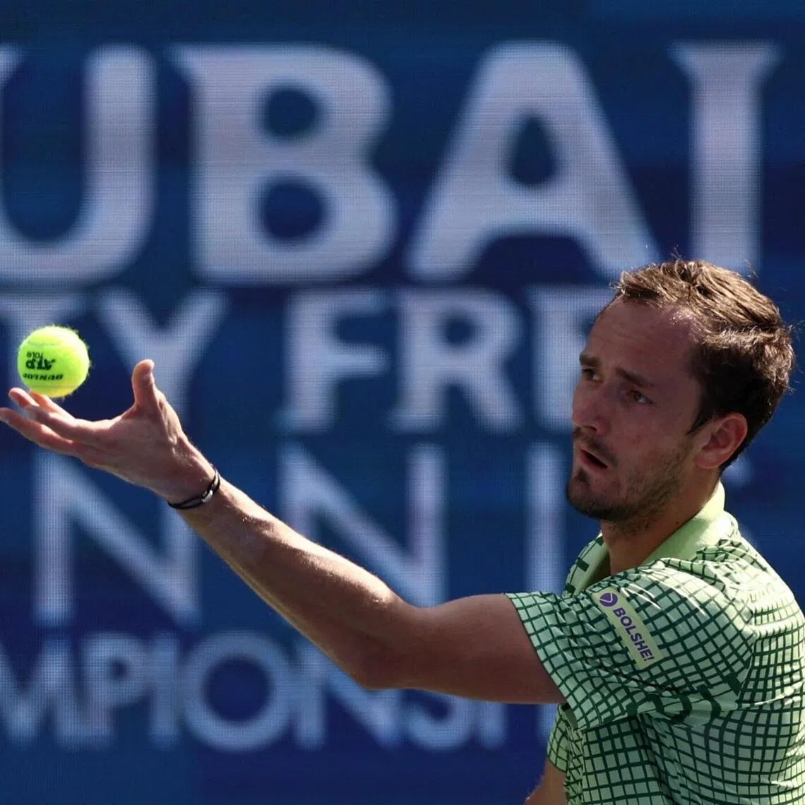 Russia's Daniil Medvedev during his round of 32 match against China's Shang Juncheng at the Dubai Open.