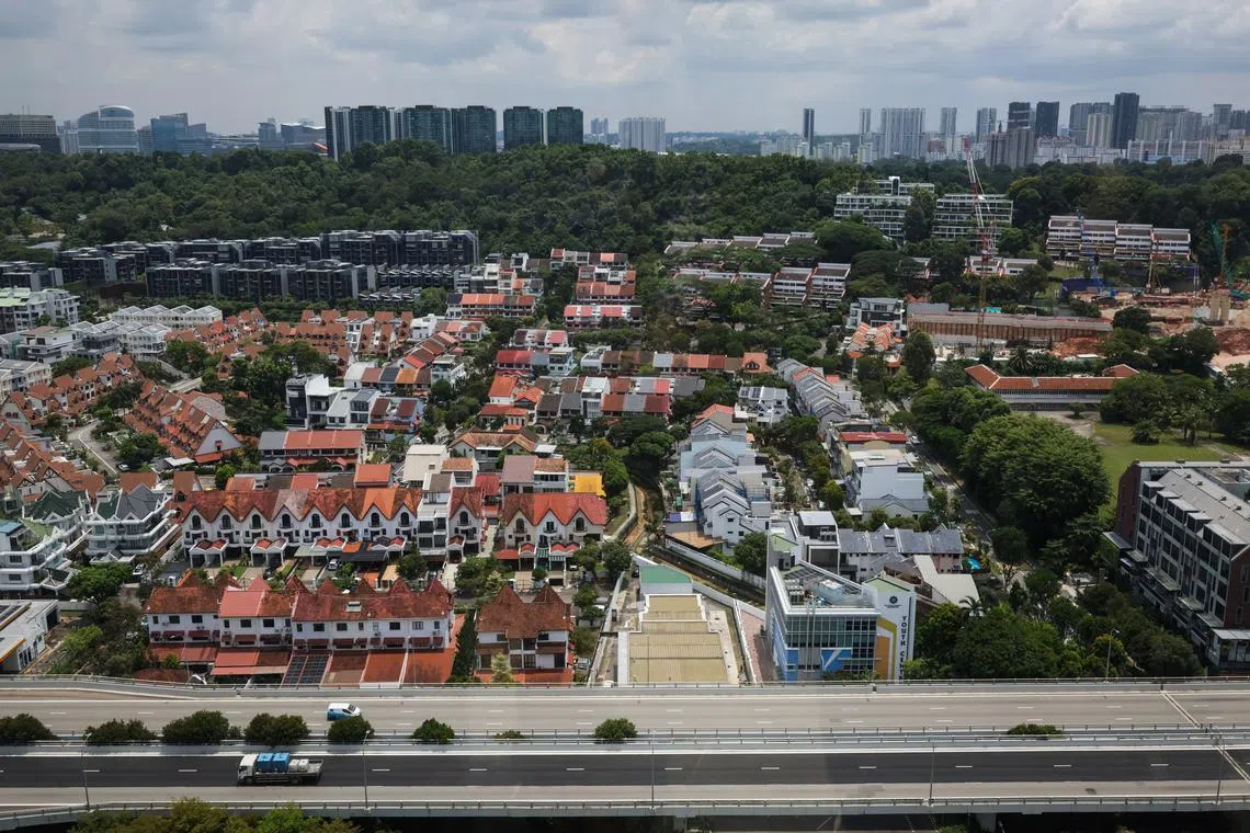 ST20240911_202420000187: Gin Tay/ pixgeneric/ Generic photo of landed property and buildings opposite PSA Pasir Panjang terminal, on Sep 11, 2024. Can use for stories on stamp duties, property, economy, rental, residential, private property, terrace house, investment