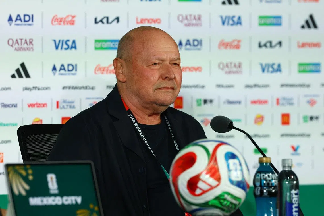 Soccer Football - FIFA World Cup 2026 - Czech Republic Press Conference - Estadio Azteca, Mexico City, Mexico - June 23, 2026 Czech Republic coach Miroslav Koubek during the press conference REUTERS/Henry Romero