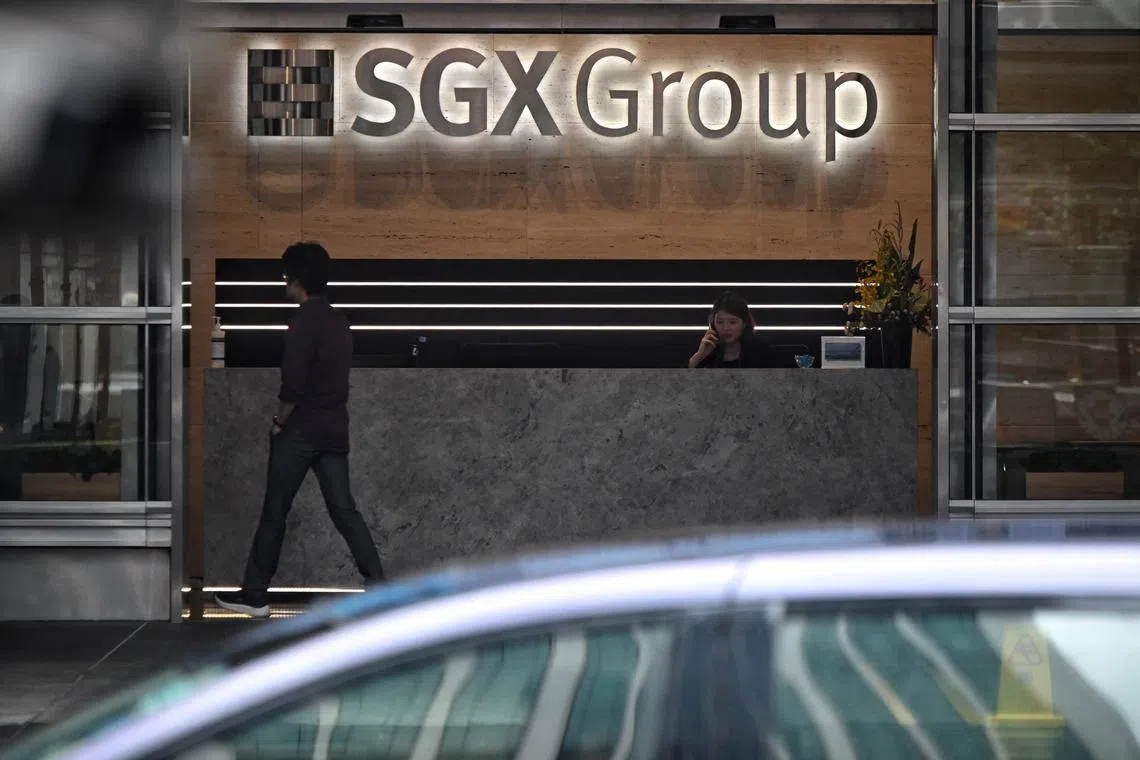 ST20230303_202311925234 Kua Chee Siong/ pixgeneric/ Generic pix of the SGX logo at SGX Centre 1 located along Shenton Way on March 3, 2023.