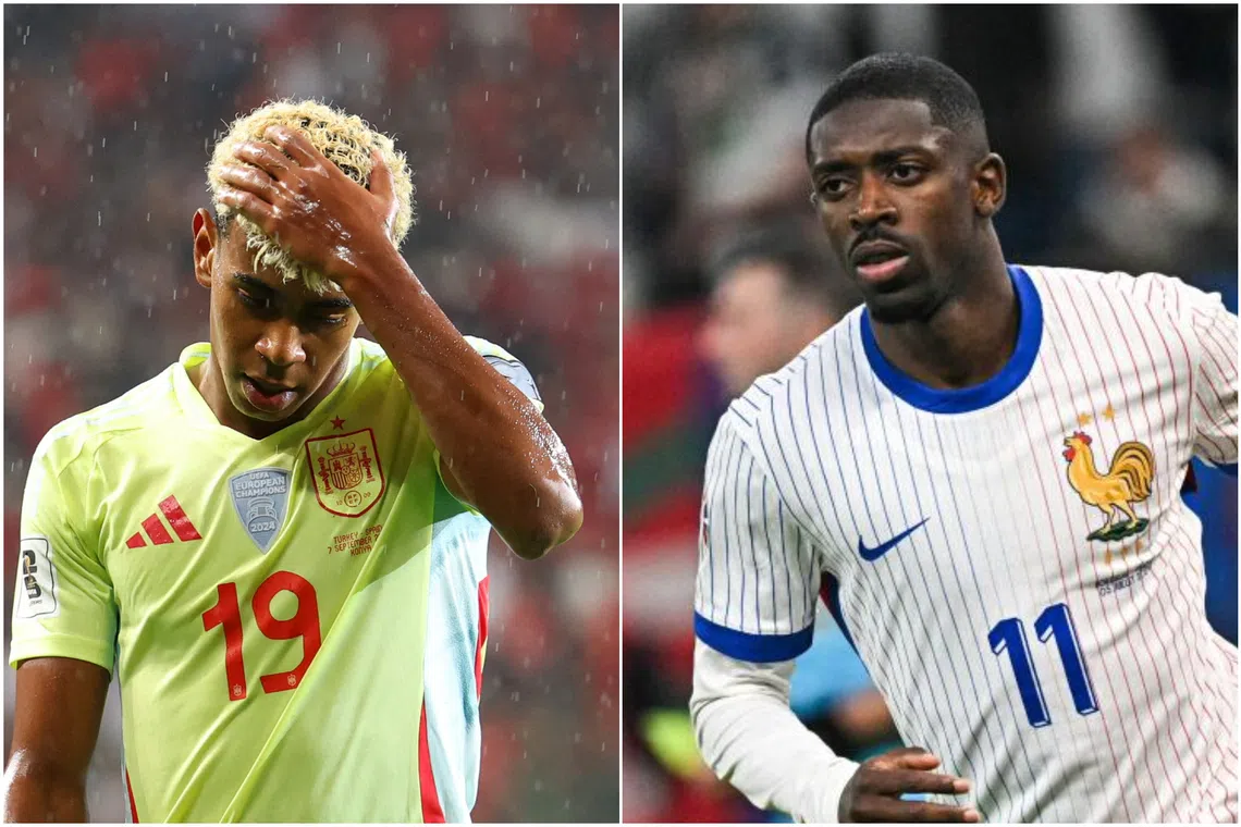 Spain's Lamine Yamal (left) and France's forward Ousmane Dembele, whose injuries sparked concerns about players' welfare.