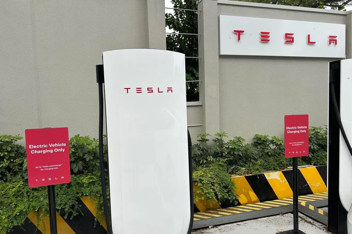 The four Tesla high-speed chargers in Dunearn Village are the first ones in Singapore to be open to non-Tesla vehicles.