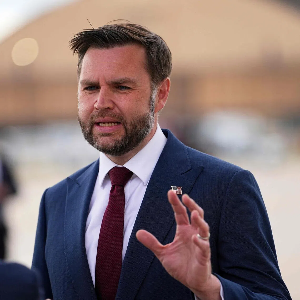 US Vice President JD Vance speaks with reporters after his arrival at Joint Base Andrews in Maryland, on May 28, 2026 on his return from Colorado where he attended the 2026 graduation ceremony at the US Air Force Academy. (Photo by Matt Rourke / POOL / AFP)