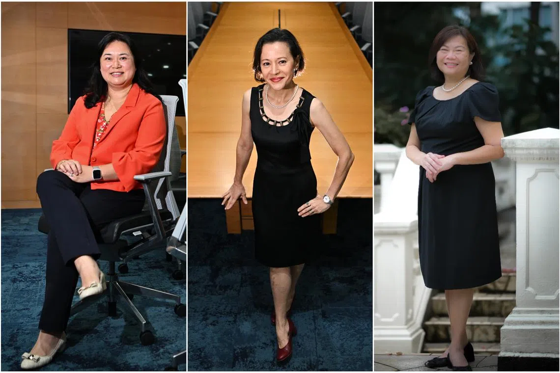 (From left) Dr Hsien-Hsien Lei, CEO of the American Chamber of Commerce in Singapore, Ms Wily Wan, associate general counsel at Meta, and Dr Jovina Ang, director of Dr Jovina Ang