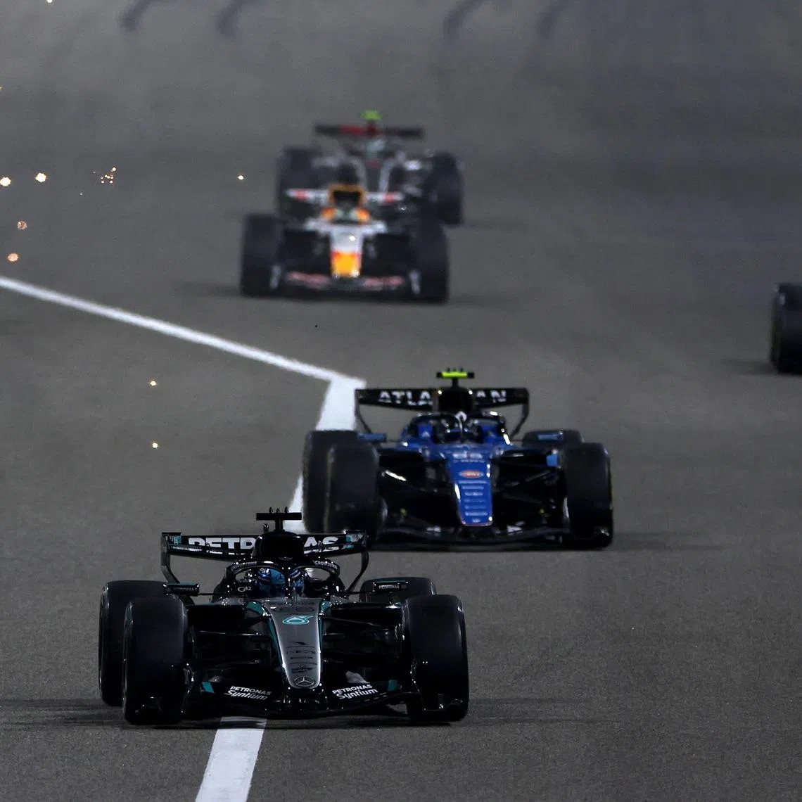 Formula One F1 - Pre Season Testing - Bahrain International Circuit, Sakhir, Bahrain - February 20, 2026 Mercedes' George Russell during a practice start of a race in pre season testing REUTERS/Hamad I Mohammed