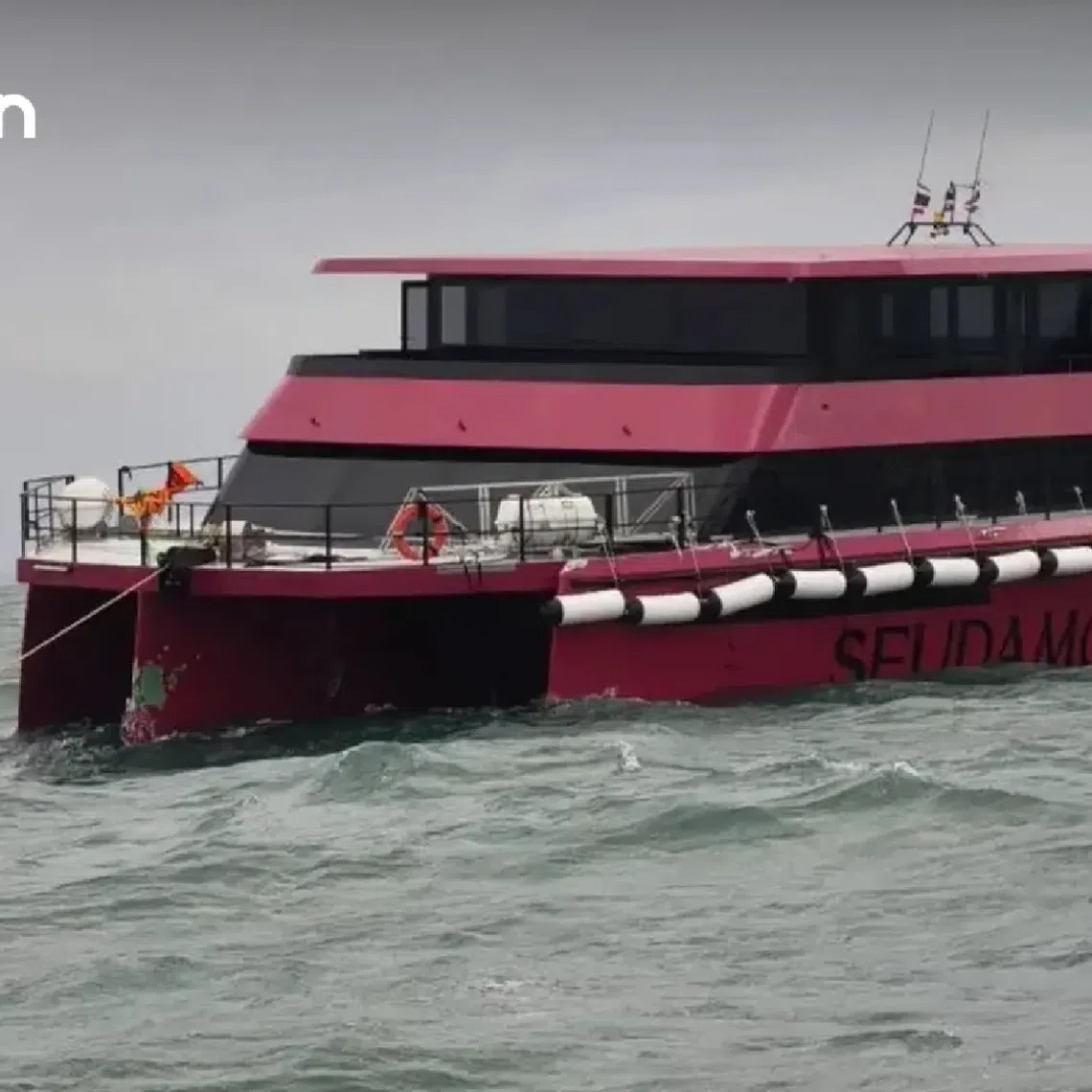 The ferry sustained a hull rupture, which caused seawater to enter the vessel.
