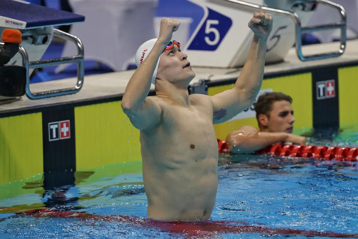 A 2018 photo shows China’s Sun Yang winning gold, in the men’s 200m freestyle final at the Asian Games in Jakarta.