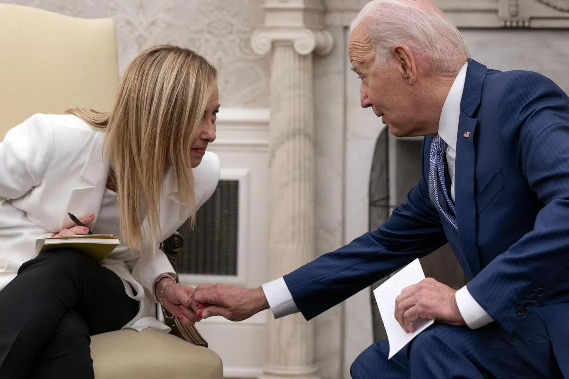 President Joe Biden hosts Italian Prime Minister Giorgia Meloni at the White House.
