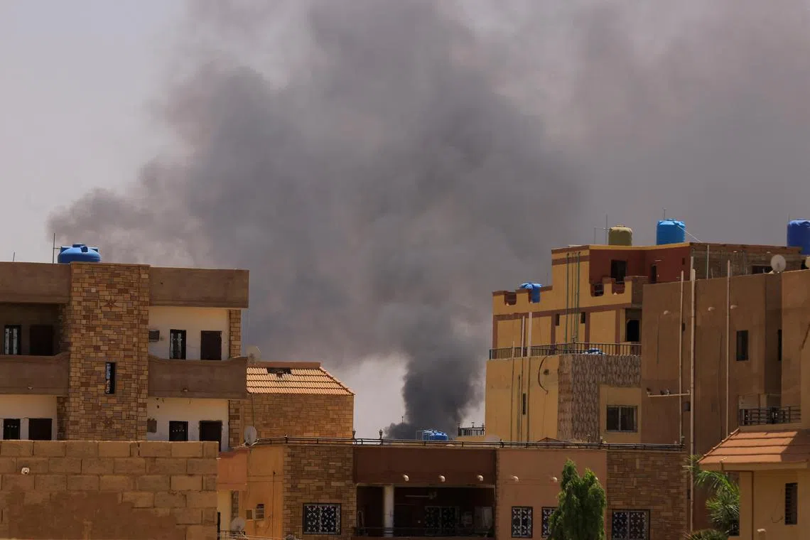 Smoke rises from buildings in Khartoum, amid  clashes between the paramilitary Rapid Support Forces and the army.