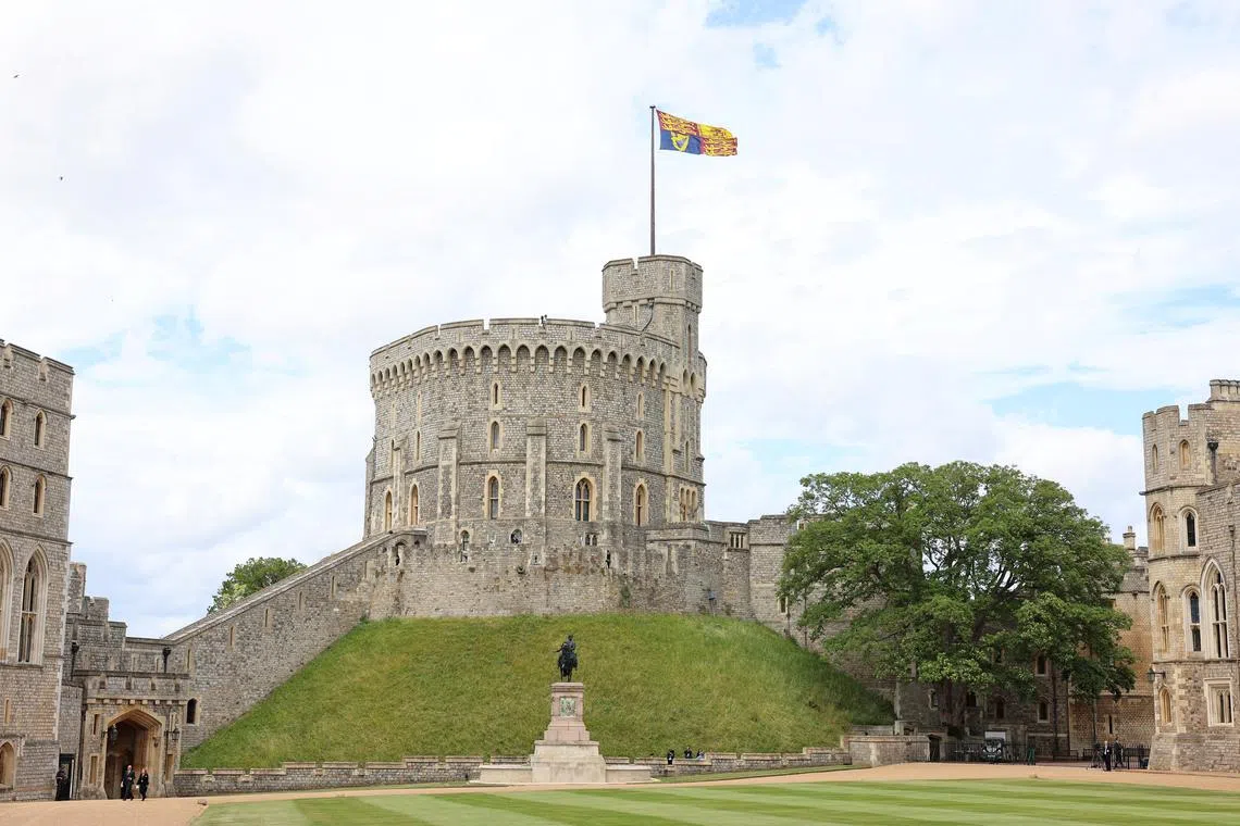 FILE PHOTO: A general view of Windsor Castle with the Royal Standard flying on July 10, 2023 in Windsor, England. Chris Jackson/Pool via REUTERS