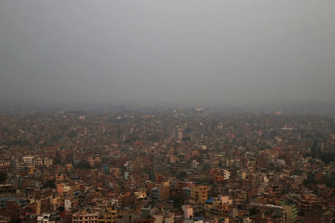 A view of the Kathmandu valley covered in smog, in Nepal on Feb 27, 2017.