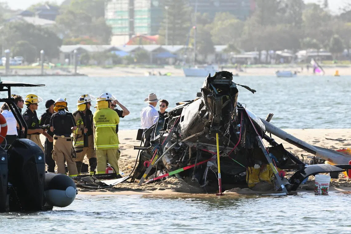 One helicopter was taking off and another was landing when the incident occurred on Monday afternoon.