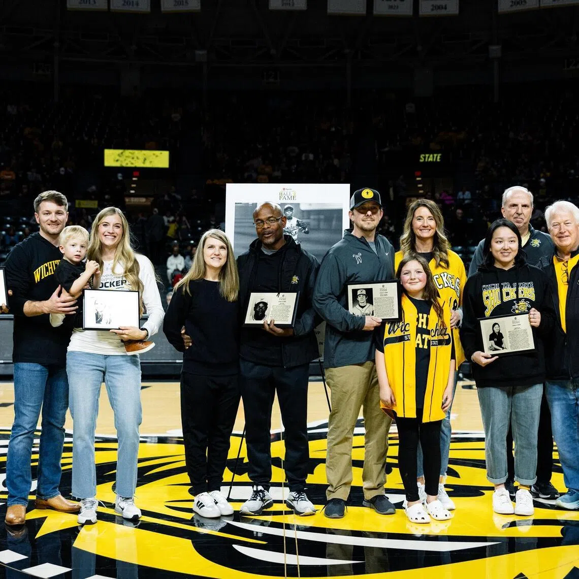 Singapore's Jazreel Tan (third from right) was one of the athletes inducted into the Wichita State Pizza Hut Shocker Sports Hall of Fame in February.