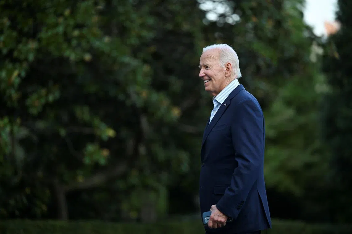 U.S. President Joe Biden arrives on the South Lawn of the White House in Washington, U.S., September 5, 2024. REUTERS/Annabelle Gordon