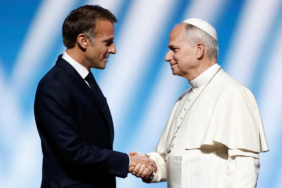 Macron invokes Europe’s Judeo-Christian foundation as Leo visits