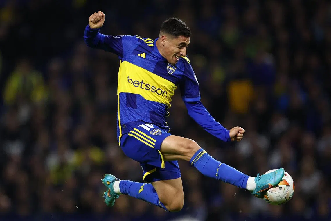 FILE PHOTO: Soccer Football - Copa Sudamericana - Group D - Boca Juniors v Fortaleza - Estadio La Bombonera, Buenos Aires, Argentina - May 15, 2024 Boca Juniors's Miguel Merentiel in action REUTERS/Agustin Marcarian/File Photo