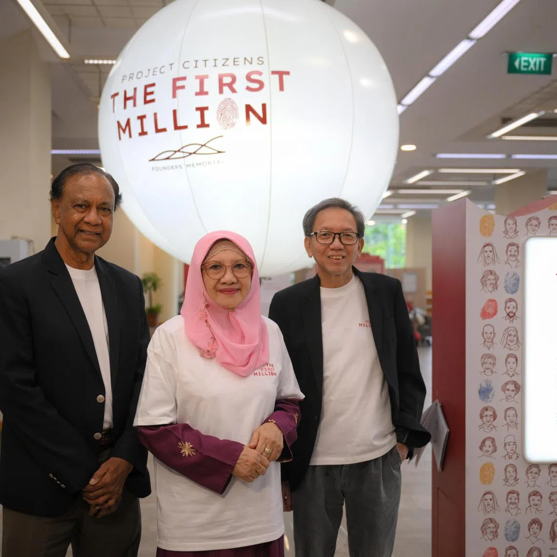 (From left) Mr Dileep Nair, Madam Juminah Mohamad Nor and Mr Dennis Tan, are among the seniors who hae shared their stories with the Founders' Memorial.