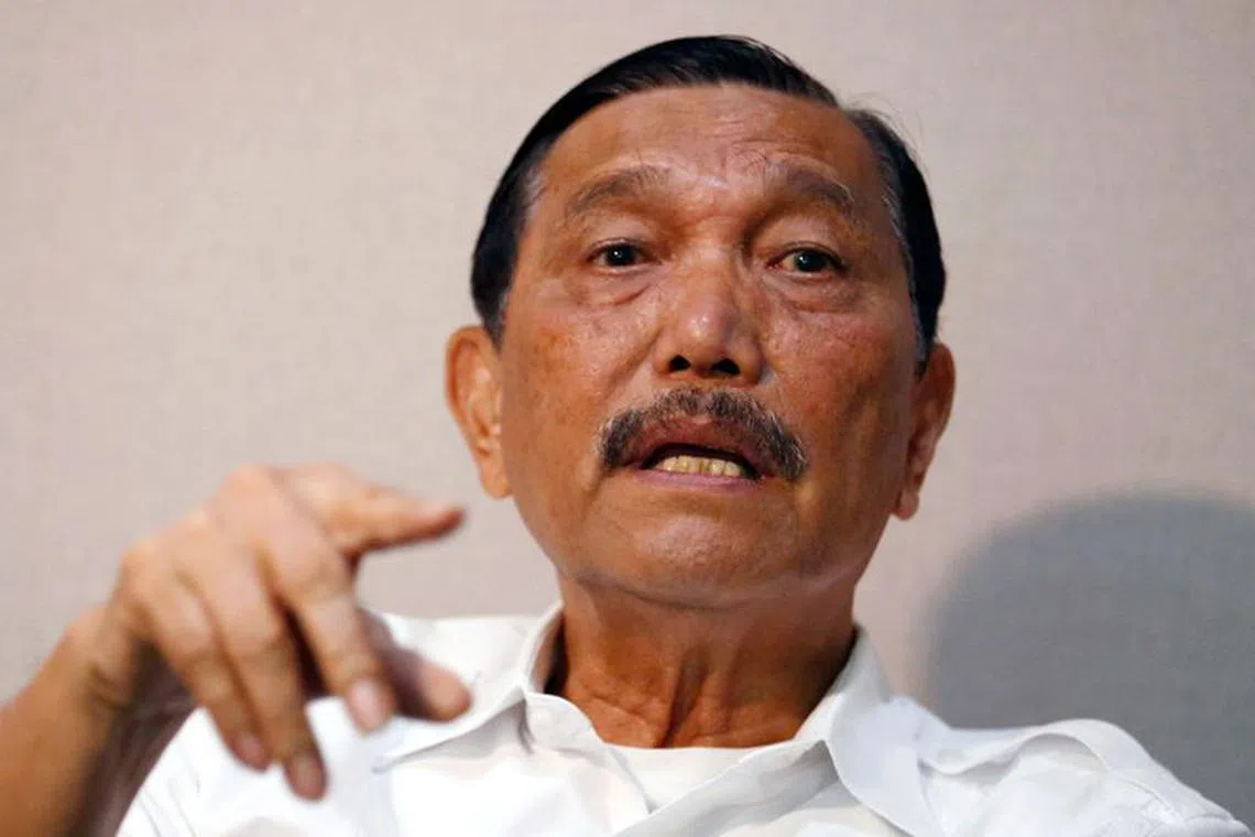 FILE PHOTO: Indonesia's Coordinating Minister for Maritime Affairs Luhut Pandjaitan talks during an interview at his office in Jakarta, Indonesia January 8, 2020. REUTERS/Ajeng Dinar Ulfiana/File Photo