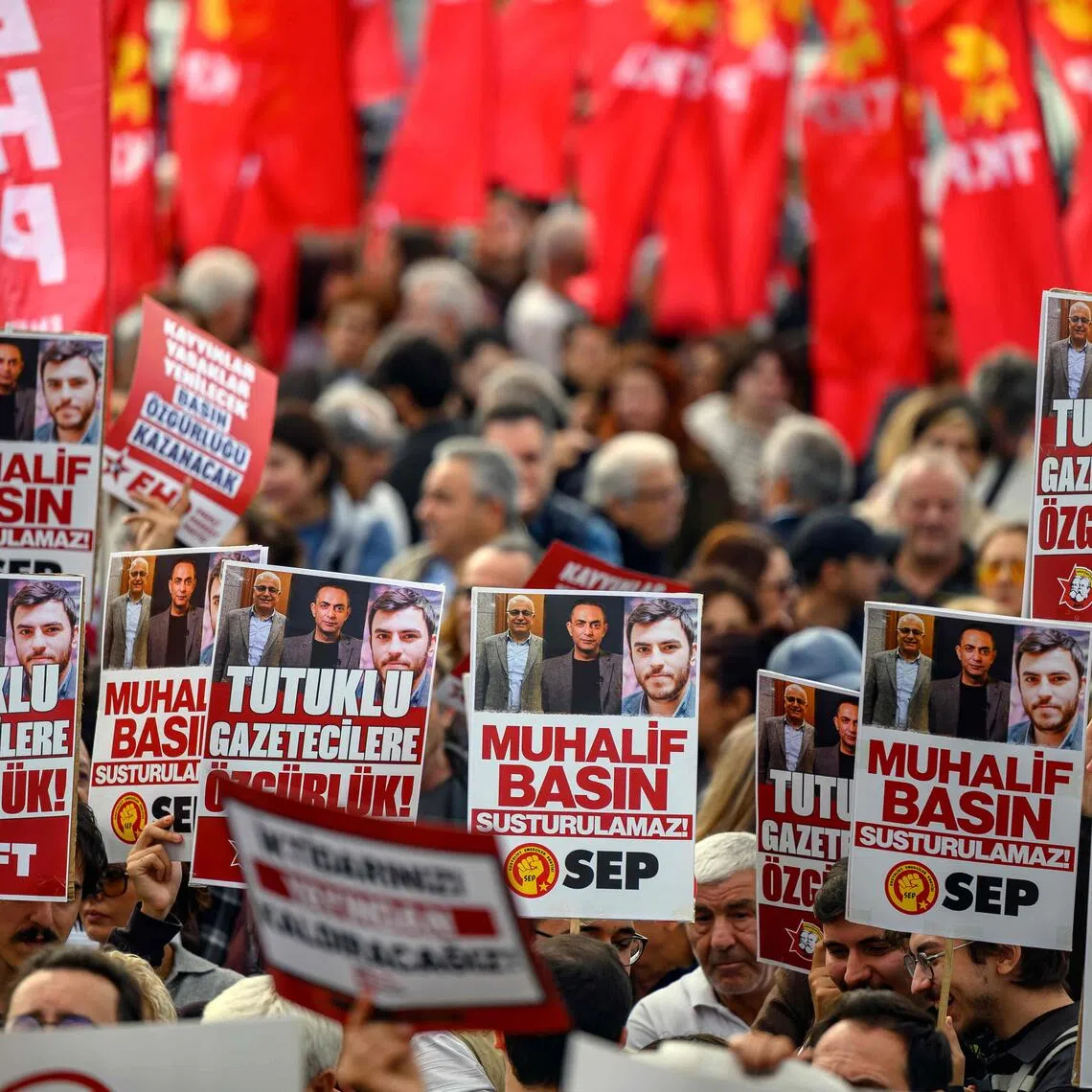 Protesters during a rally against mounting pressure on independent journalism on Oct 24.