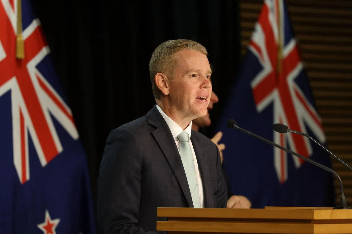 New Zealand's Prime Minister Chris Hipkins speaks to the media during his first official post Cabinet press conference.