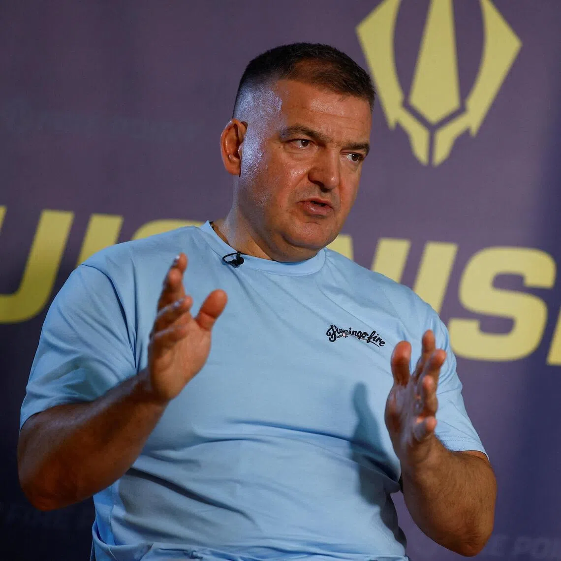 Fire Point co-founder and chief designer Denys Shtilierman, speaking with Reuters at an undisclosed location in Ukraine on April 2.