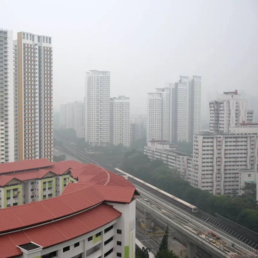 Hazy conditions in Jurong East at around 3.55pm on Oct 14.