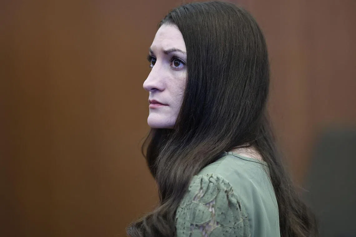 Defendant Lindsay Clancy looking at the jury at the conclusion of her murder trial in Plymouth, Massachusetts, on Sept 4.