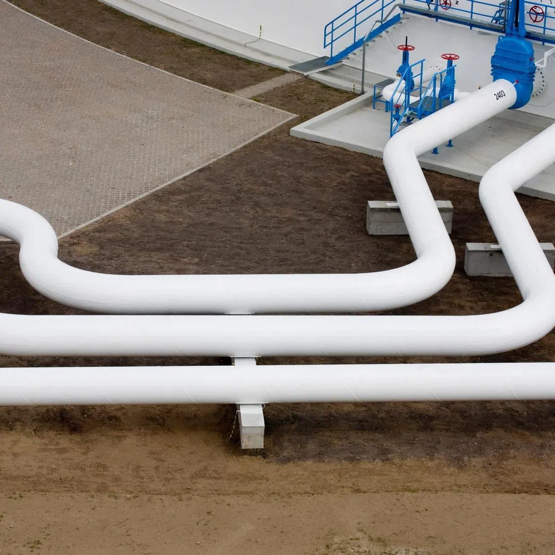 FILE PHOTO: A view shows pipelines at an oil pumping station of Druzhba pipeline, in Adamowo, Poland, June 14, 2011. Jedrzej Wojnar/Agencja Wyborcza.pl via REUTERS/File Photo