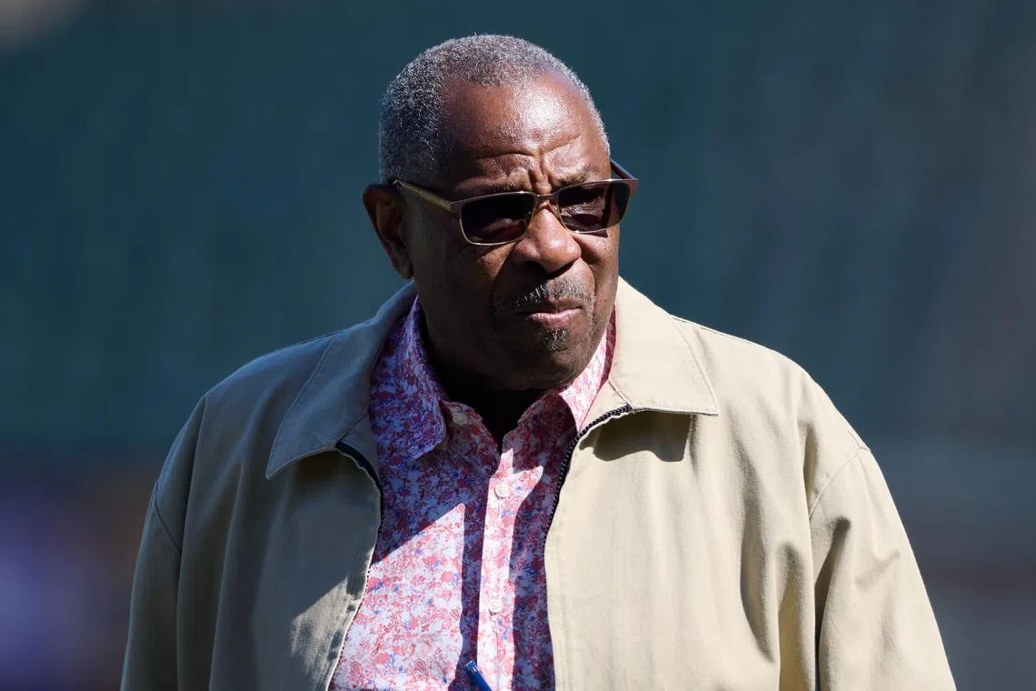 FILE PHOTO: Aug 8, 2025; San Francisco, California, USA; San Francisco Giants special advisor to baseball operations Dusty Baker looks on before the game between the San Francisco Giants and the Washington Nationals at Oracle Park. Mandatory Credit: Robert Edwards-Imagn Images/ File Photo