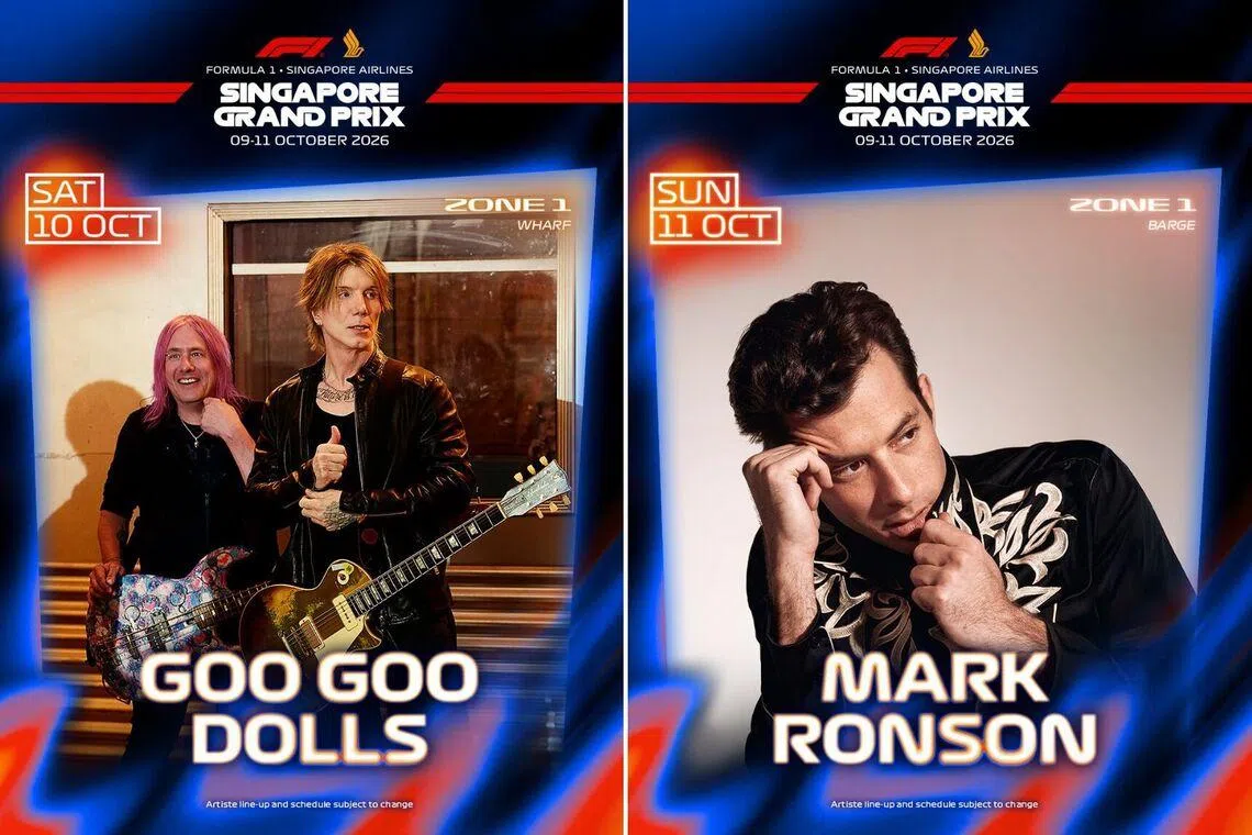 Mark Ronson, Goo Goo Dolls and eclectic DJ line-up to play at 2026 F1 Singapore GP