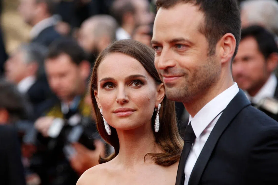A 2015 photo shows Natalie Portman with husband Benjamin Millepied at the Cannes Film Festival in France.