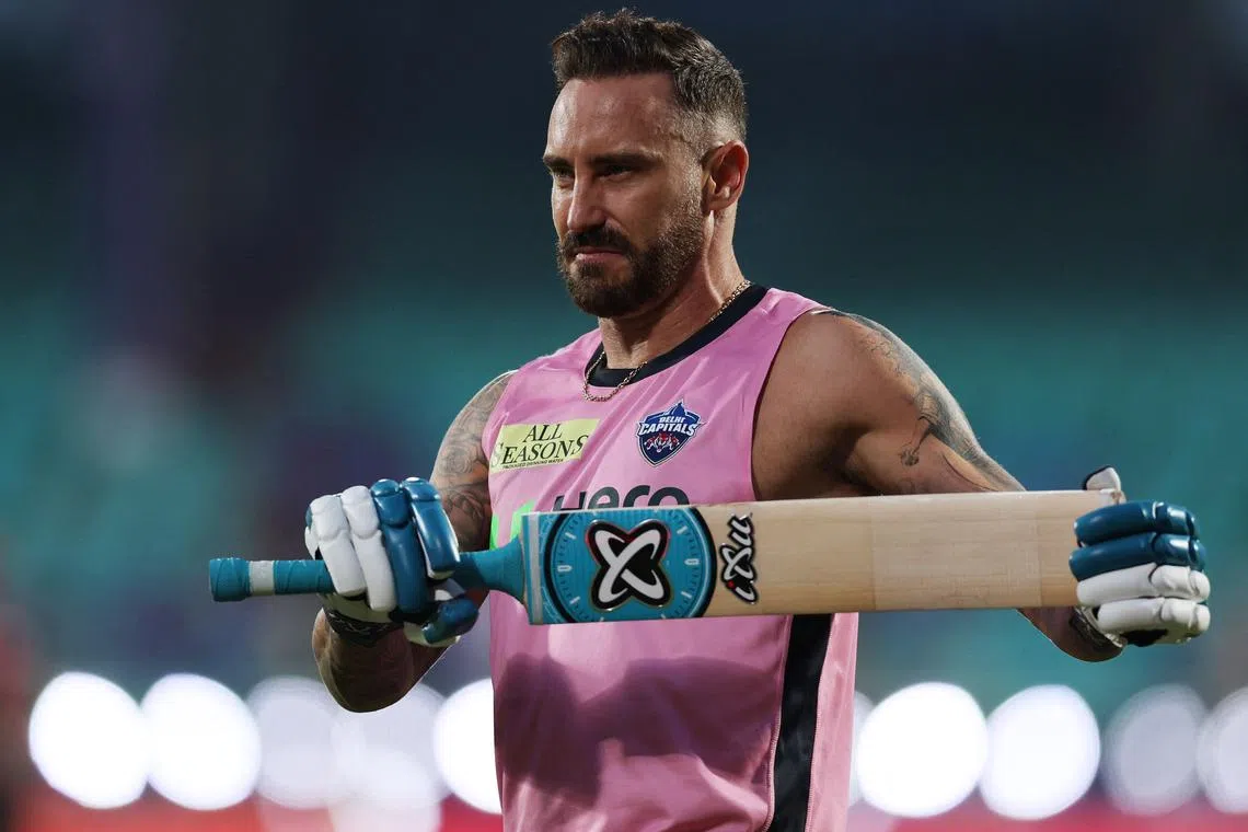 Cricket - Indian Premier League - IPL - Delhi Capitals v Lucknow Super Giants - ACA-VDCA Cricket Stadium, Visakhapatnam, India - March 24, 2025 Delhi Capitals' Faf du Plessis during warm up before the match REUTERS/Francis Mascarenhas