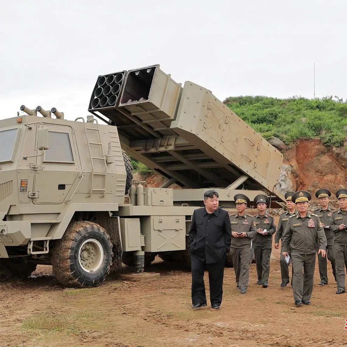 North Korean leader Kim Jong Un oversees test launches of a mix of tactical ballistic missiles, artillery rockets and precision cruise missiles, at an undisclosed location in North Korea, May 26, 2026, in this picture released May 27, 2026 by North Korea's official Korean Central News Agency. KCNA via REUTERS